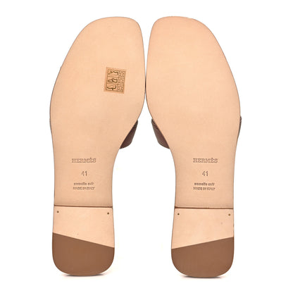 Hermes Box Calfskin Oran Sandals 41 Gold 6 of 9