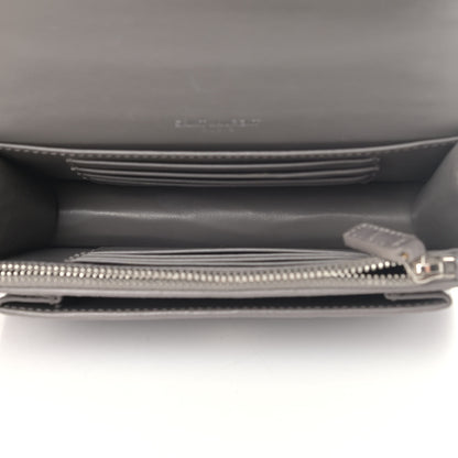 Saint Laurent Calfskin Crocodile Embossed Monogram Sunset Chain Wallet Fog 4 of 6