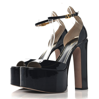 Valentino Garavani Patent Tan-Go 55/155mm Platform Sandals 39 Black 4 of 9