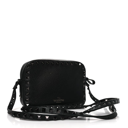 Valentino Garavani Pebbled Calfskin Rockstud Camera Crossbody Bag Black 3 of 8