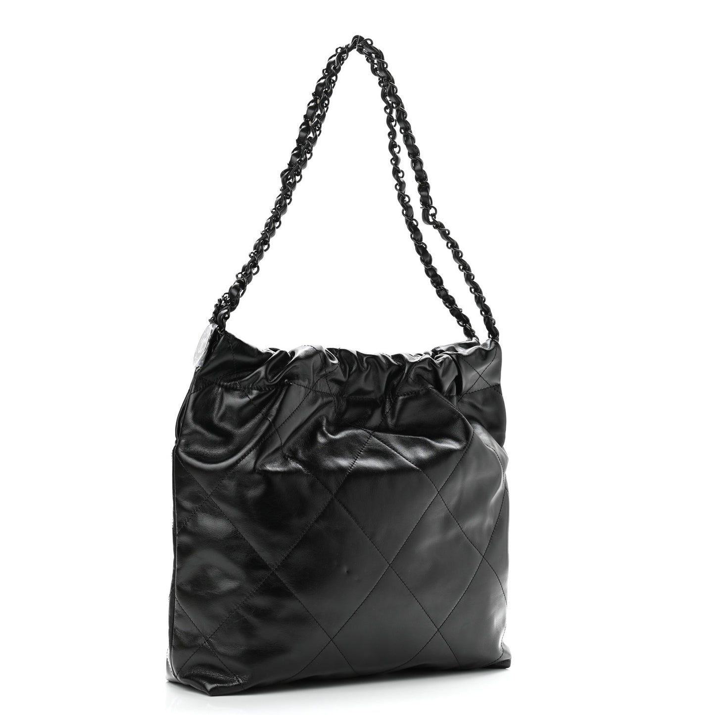 Shiny Calfskin Quilted Small Chanel 22 So Black