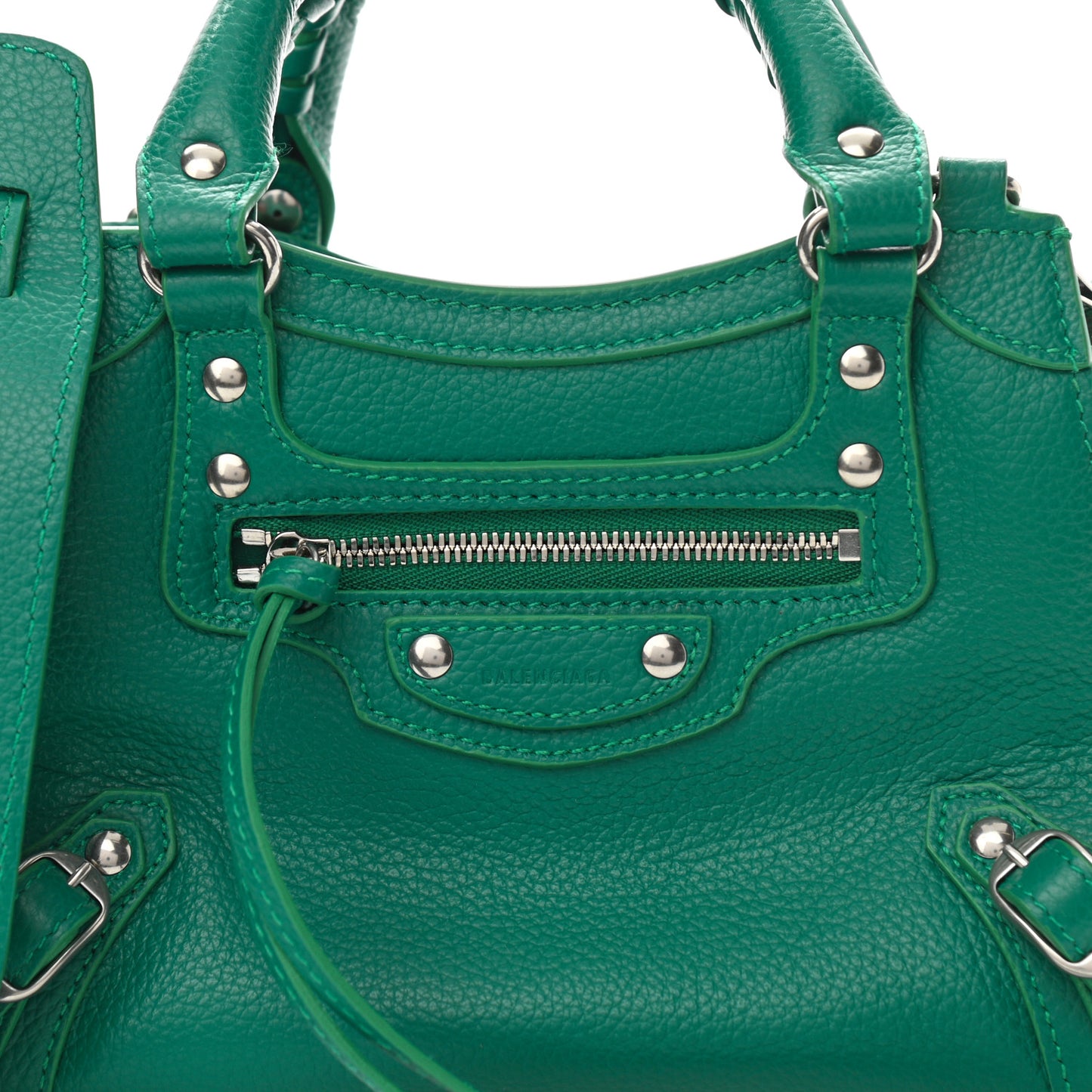 Grained Calfskin Neo Classic Silver Hardware Mini City Jade