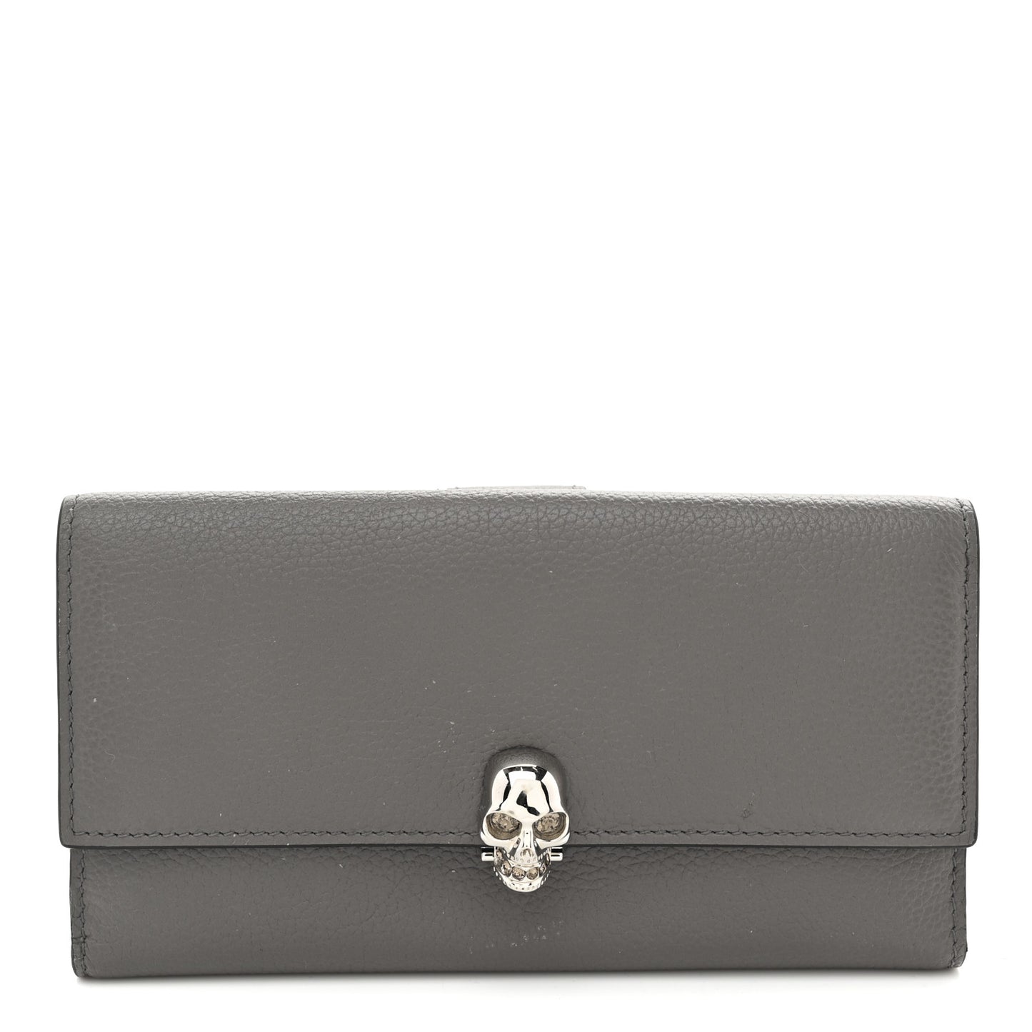Calfskin Skull Continental Wallet Grey