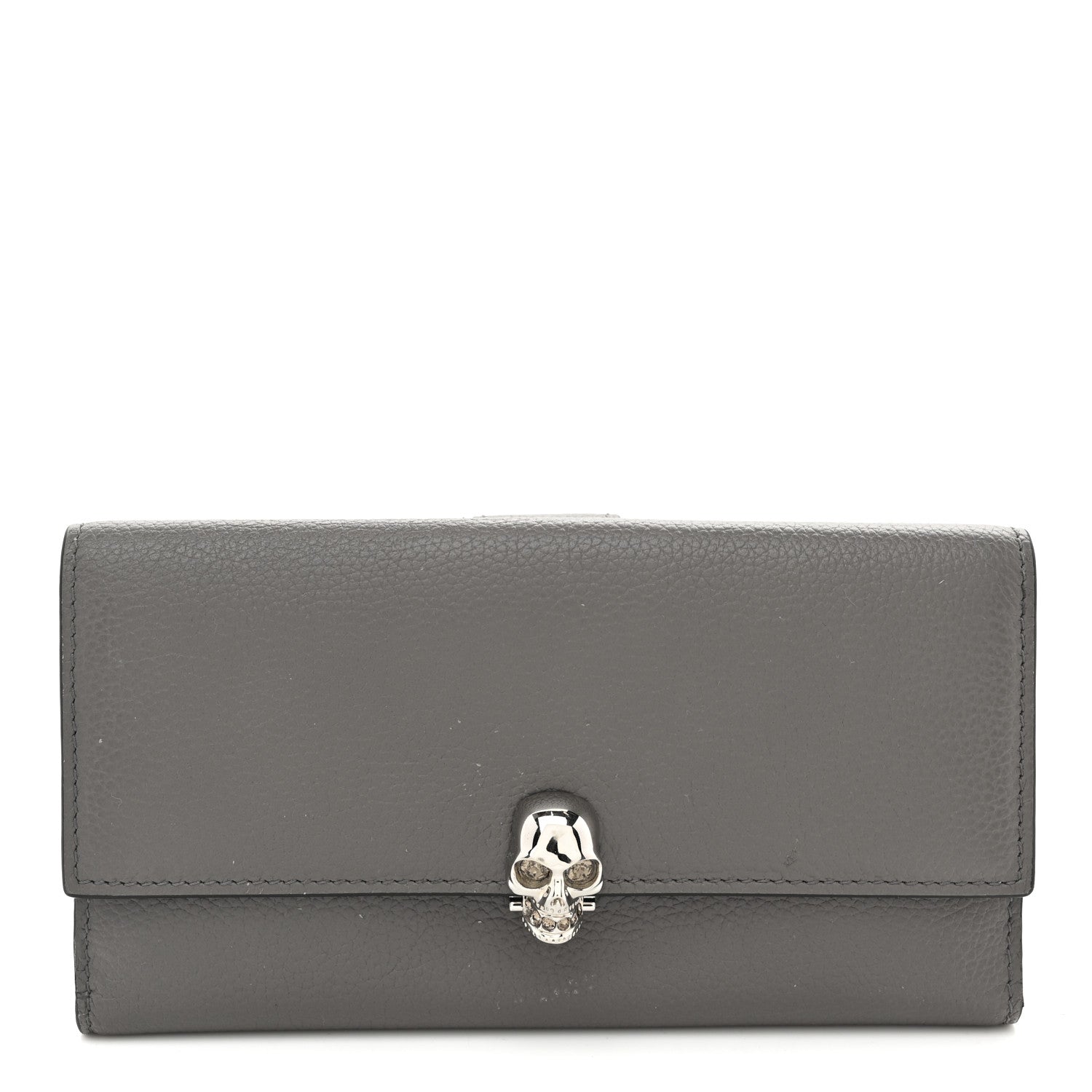 Alexander McQueen Calfskin Skull Continental Wallet Grey 1 of 8