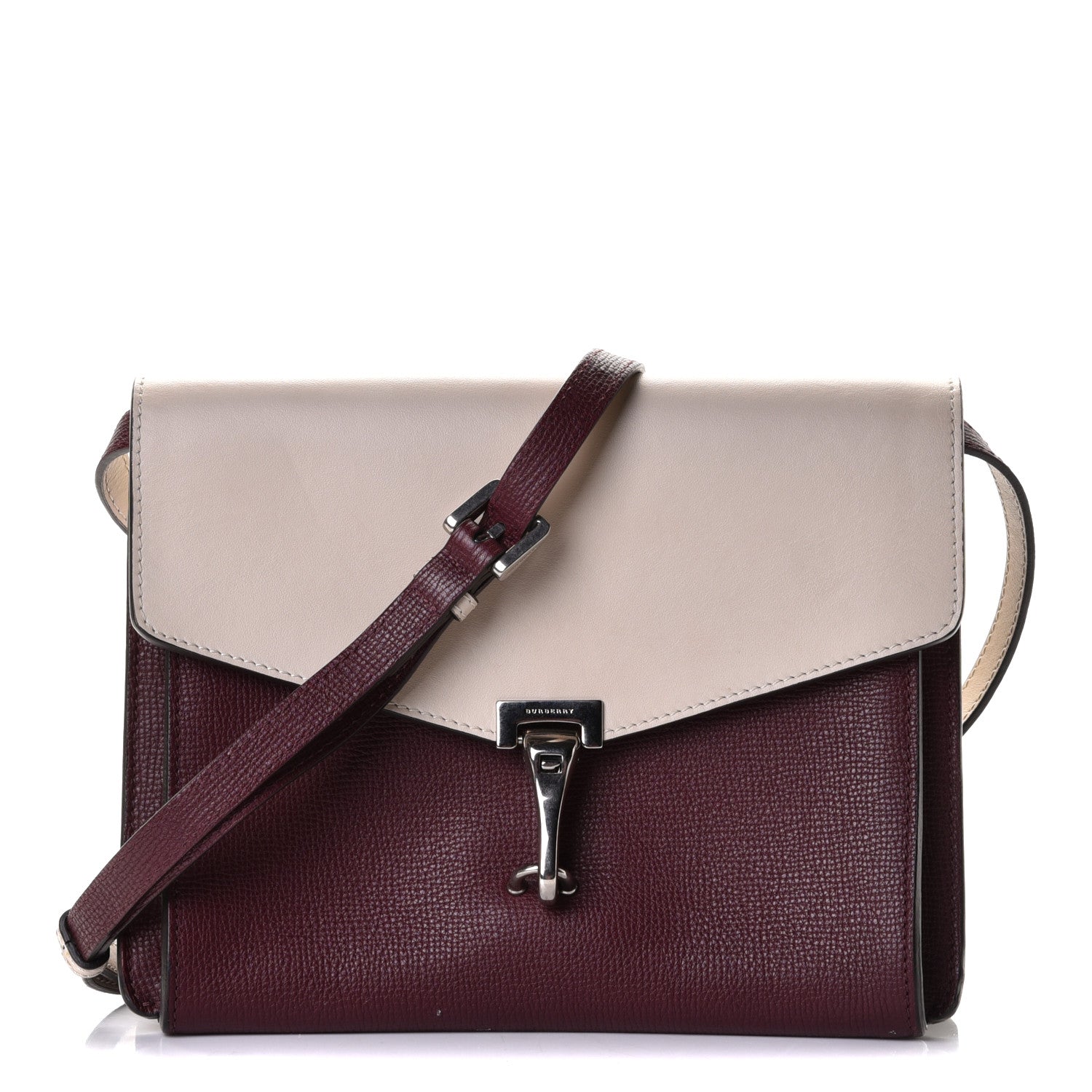 Burberry Derby Calfskin Bi-Color Small Macken Crossbody Bag Mahogany Red Limestone 1 of 6