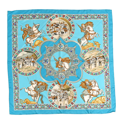 Hermes Silk Le Triomphe Du Paladin Scarf 90 Blue Multicolor 1 of 3