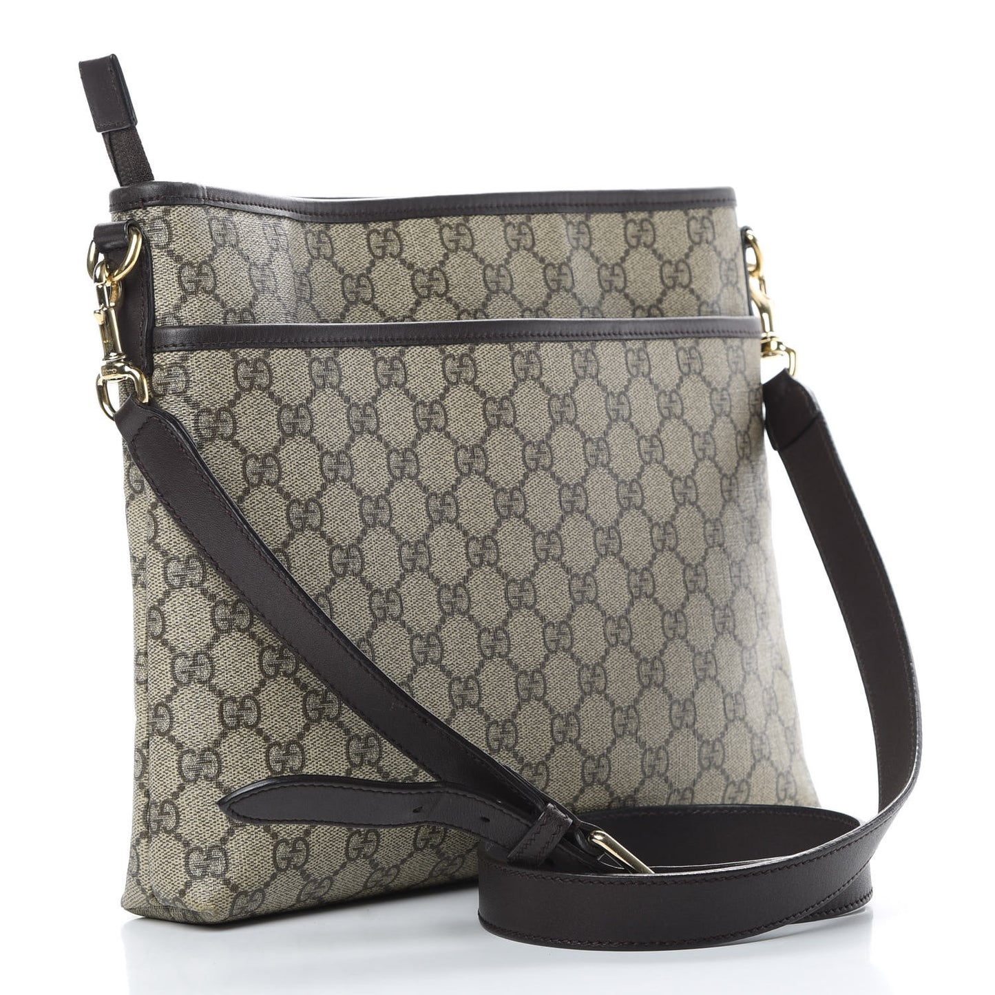 GG Plus Monogram Medium Flat Messenger Bag Dark Brown