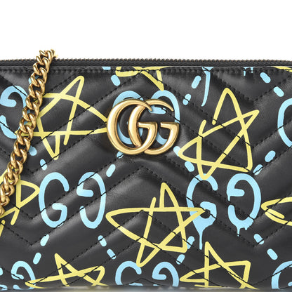 Gucci Calfskin Matelasse Printed Mini GucciGhost GG Marmont Chain Bag Black New AcquamarineCalfskin Matelasse GucciGhost Mini GG Marmont Chain Bag Black New Acquamarine 9 of 10