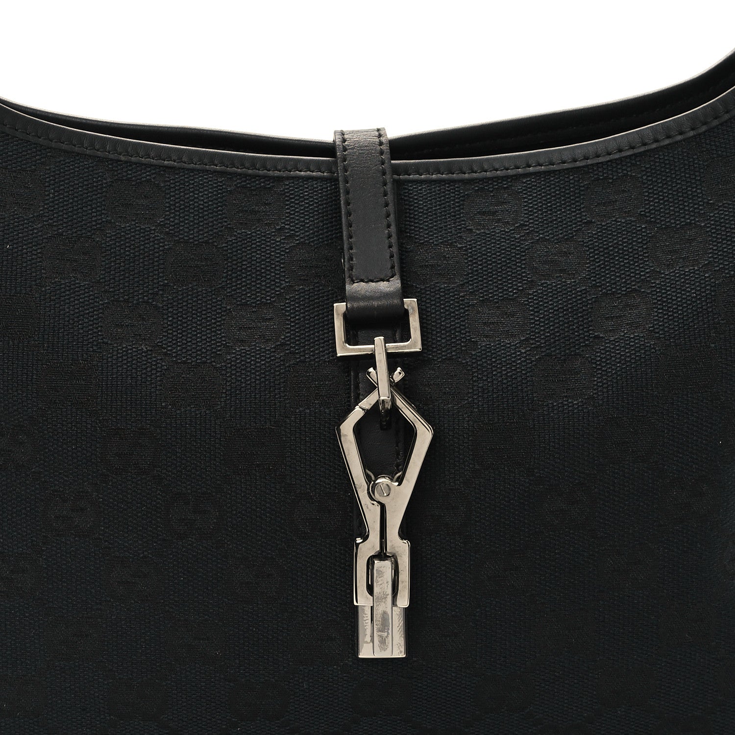 Gucci Monogram Lobster Clasp Jackie O Hobo Black 8 of 10