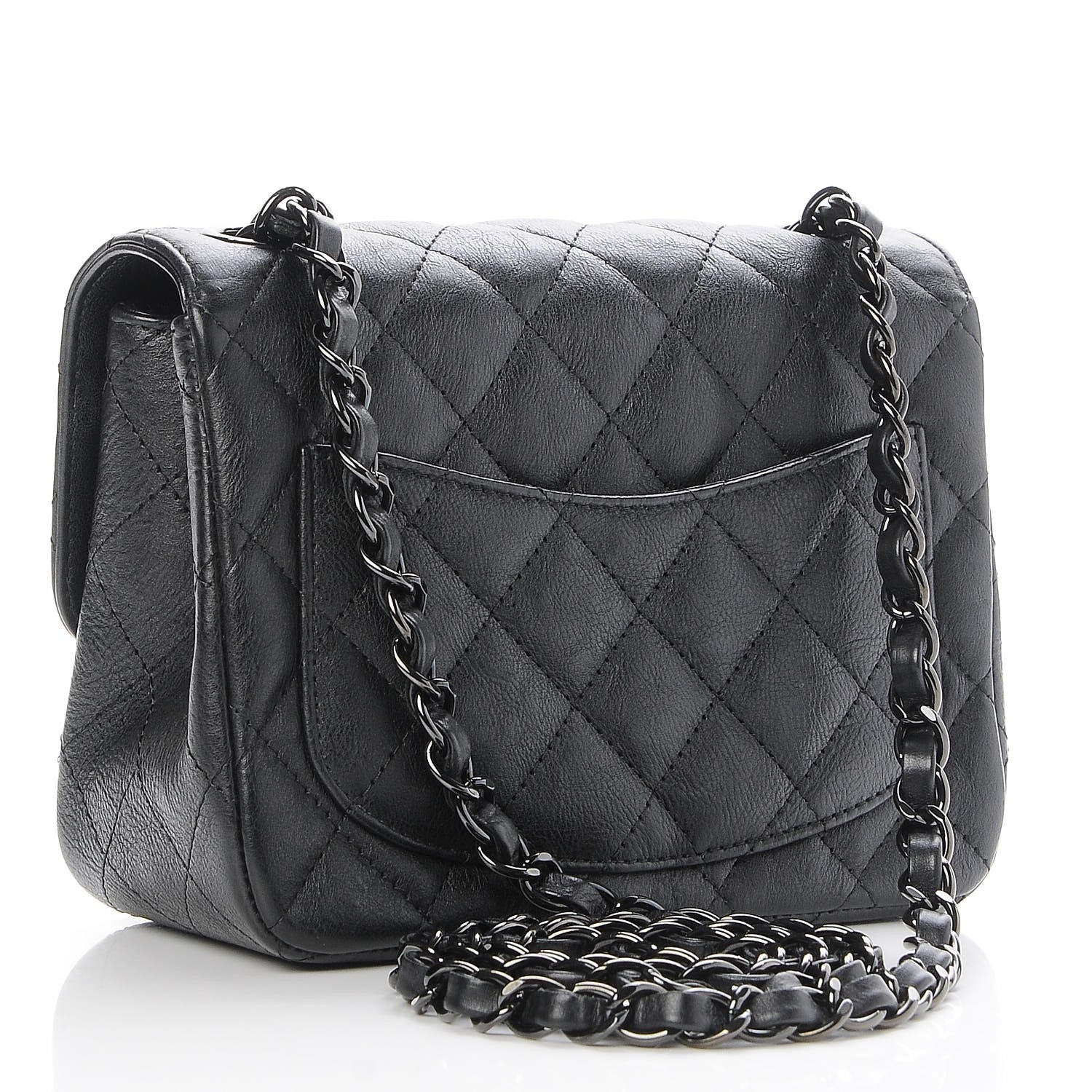 Chanel Crumpled Calfskin Quilted Mini Square Flap So Black 3 of 8