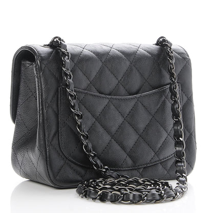 Chanel Crumpled Calfskin Quilted Mini Square Flap So Black 3 of 8
