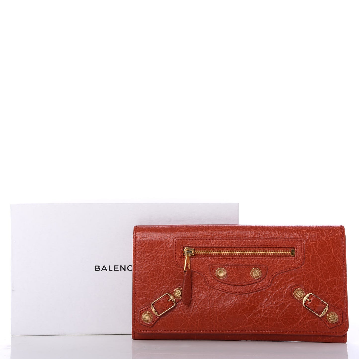 Agneau Giant 12 Gold Hardware Money Wallet Rouge Ambre