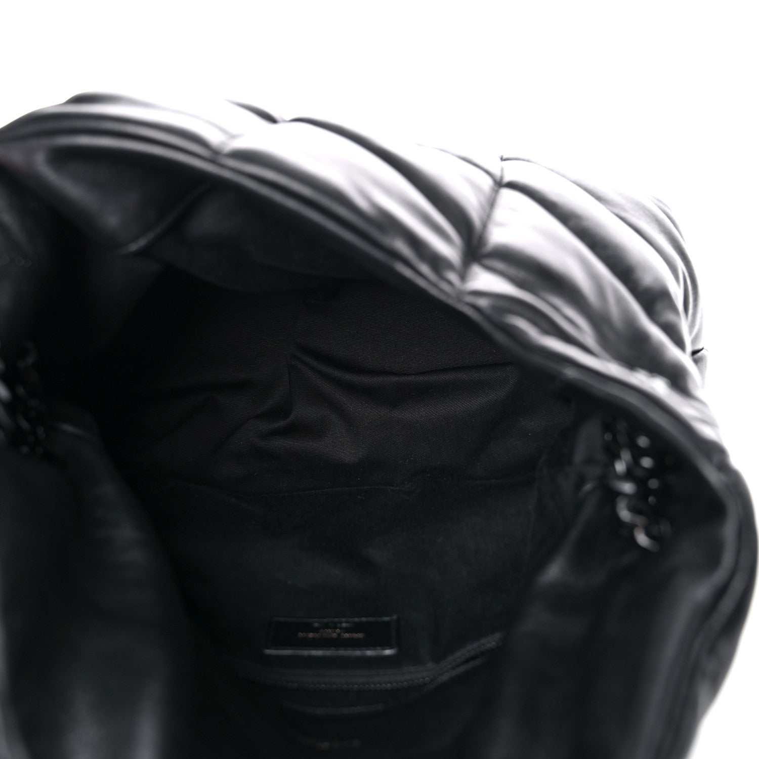 Saint Laurent Lambskin Quilted Medium Loulou Puffer Monogram Chain Satchel Black 12 of 16