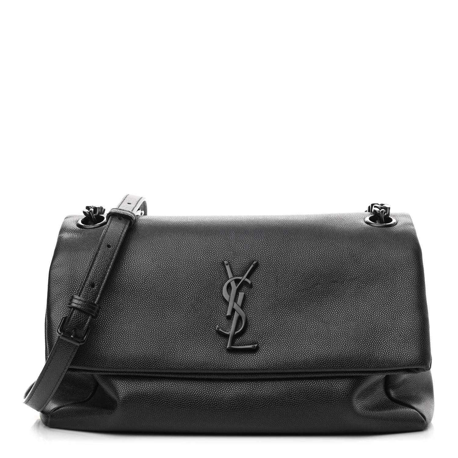 Saint Laurent Grain De Poudre Medium West Hollywood Monogram Fold-Over Black 1 of 11