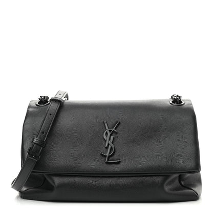 Saint Laurent Grain De Poudre Medium West Hollywood Monogram Fold-Over Black 1 of 11