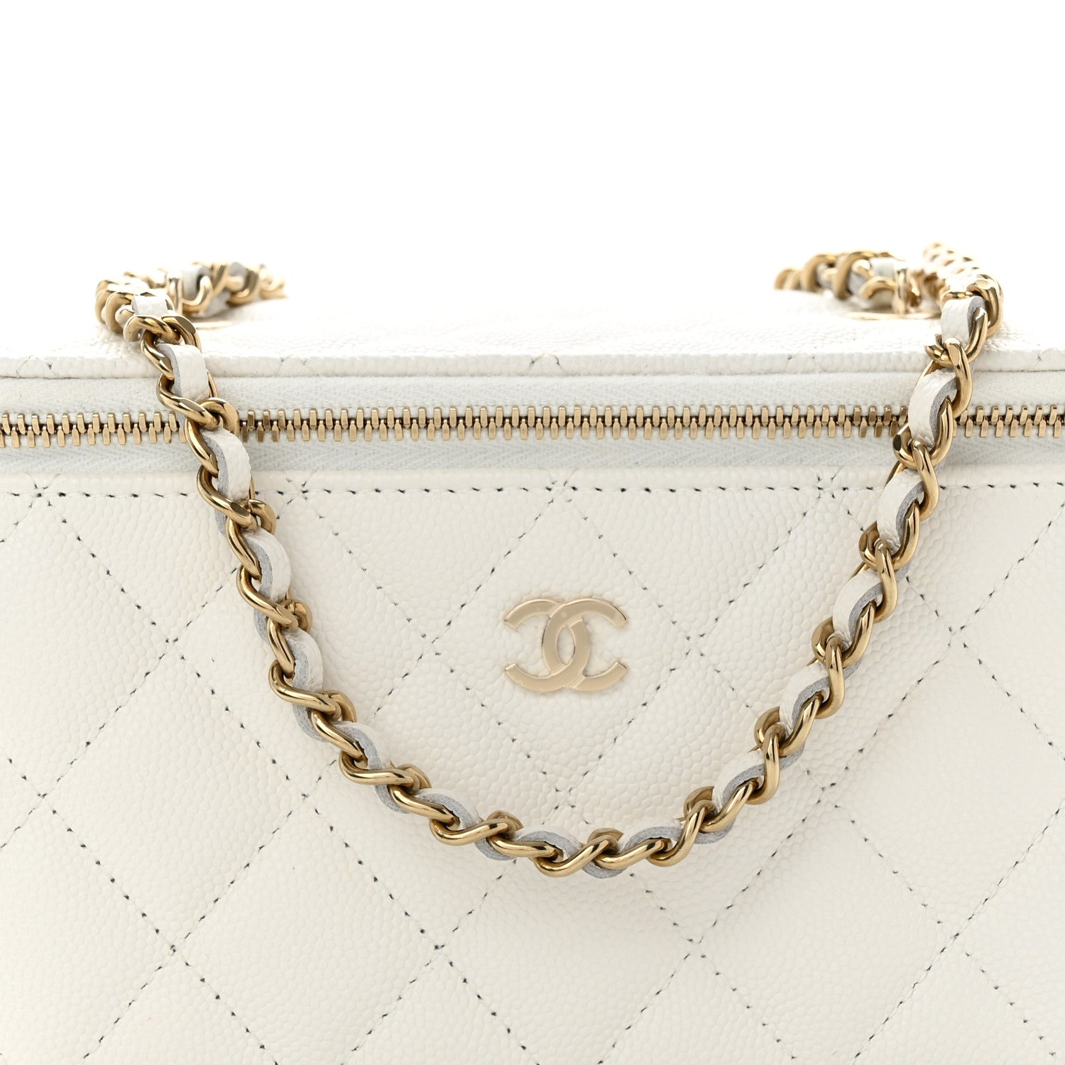Chanel Caviar Quilted Small Vanity Case With Chain White 9 of 12
