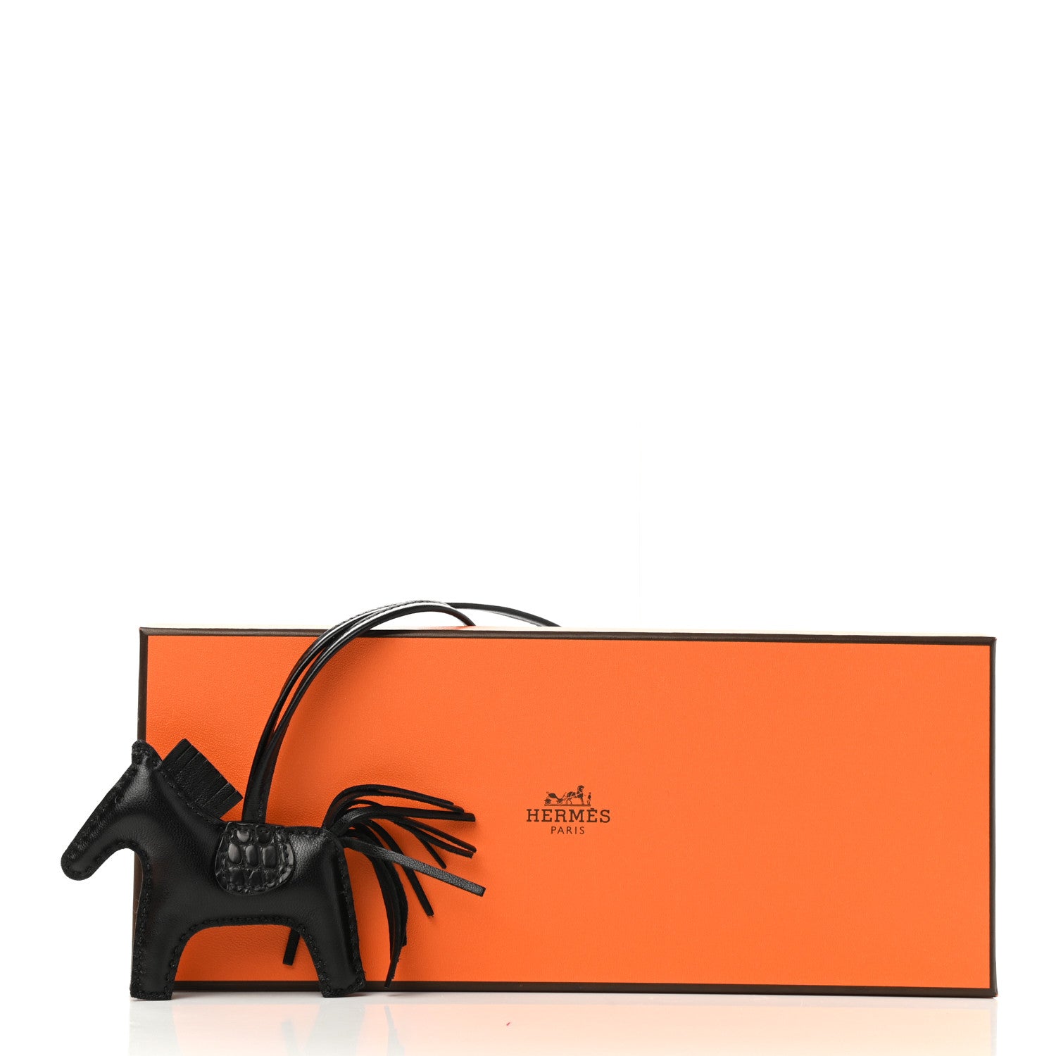 Hermes Milo Lambskin Matte Alligator Touch Grigri Rodeo Horse Bag Charm PM So Black 4 of 4