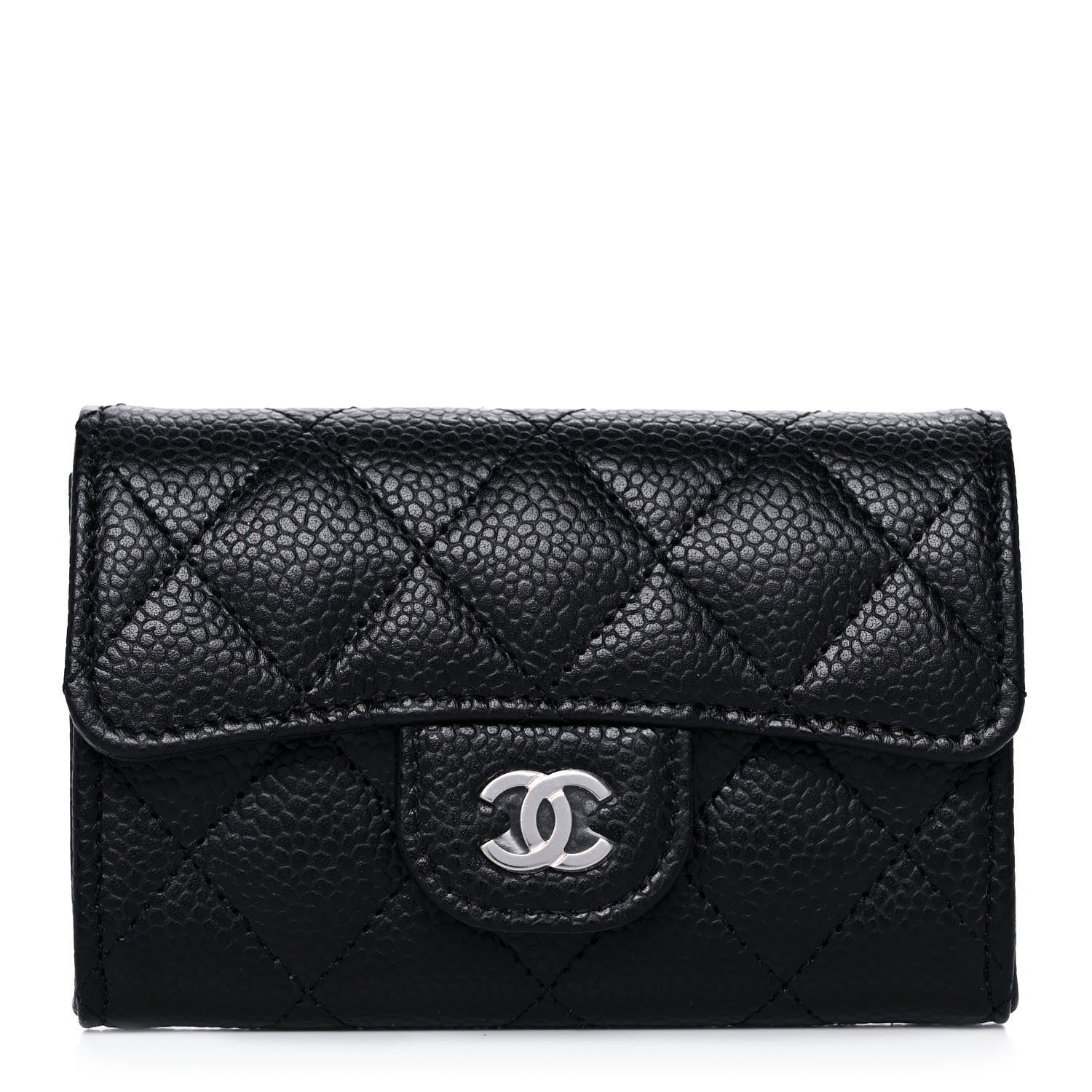 Chanel Caviar Quilted Flap Card Holder Wallet Black 1 of 12