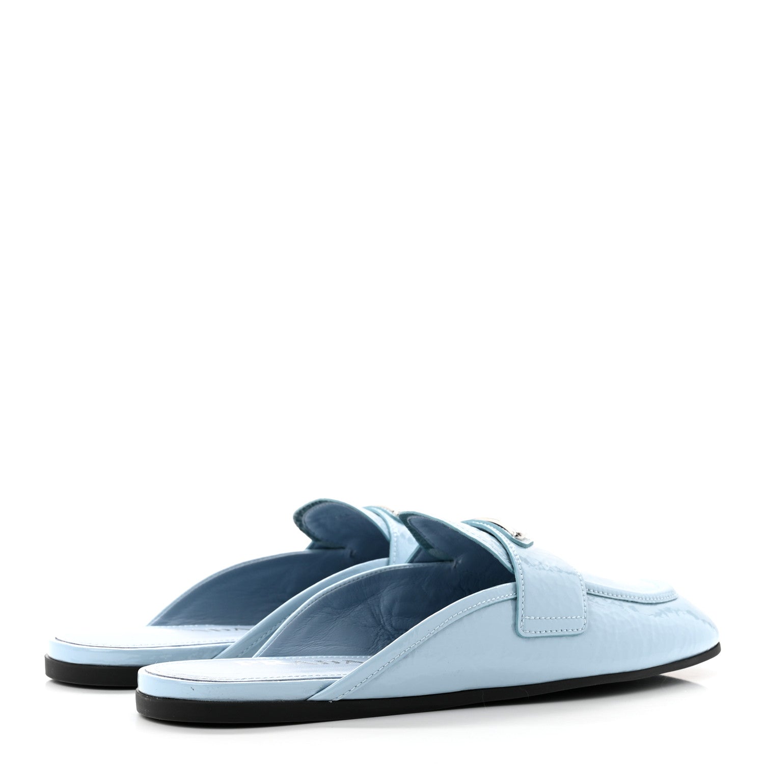 Prada Naplak Metal Triangle Logo 5mm Slippers Celeste 4 of 8