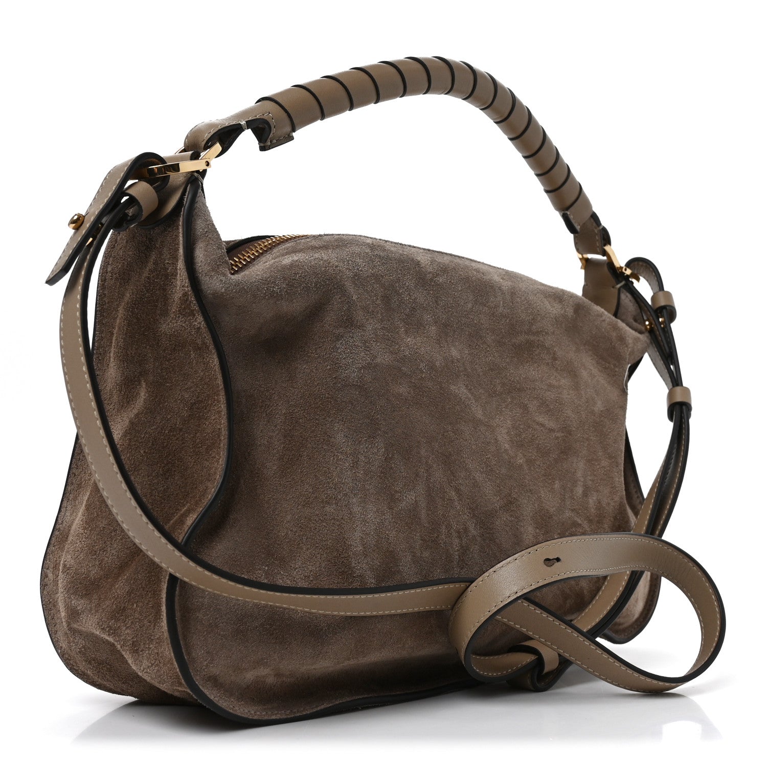 Chloe Suede Calfskin Small Marcie Shoulder Bag Boyish Brown 3 of 10