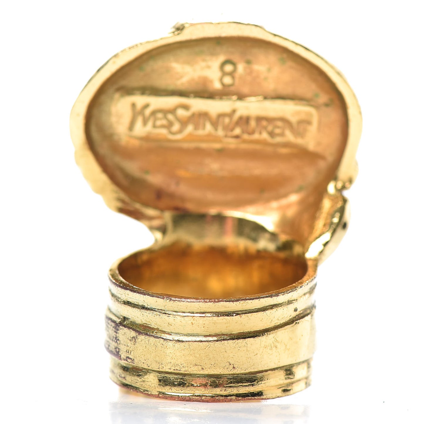 Glass Cabochon Arty Ovale Ring 8 Gold Lapis