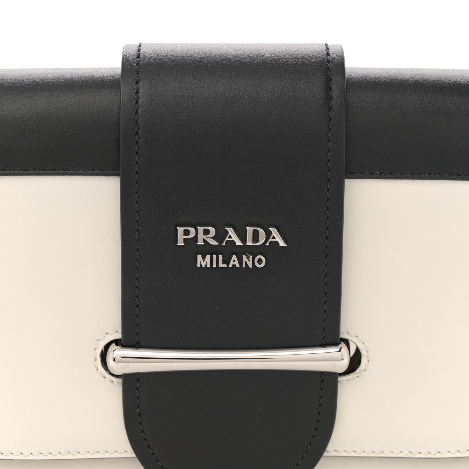 Prada City Calfskin Small Sidonie Shoulder Bag White Black 8 of 13
