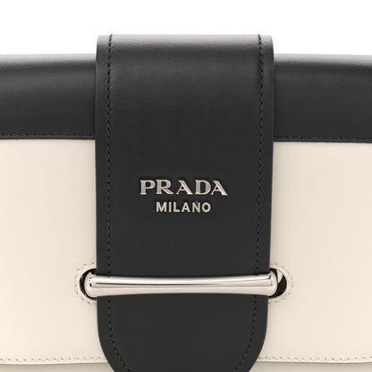 Prada City Calfskin Small Sidonie Shoulder Bag White Black 8 of 13
