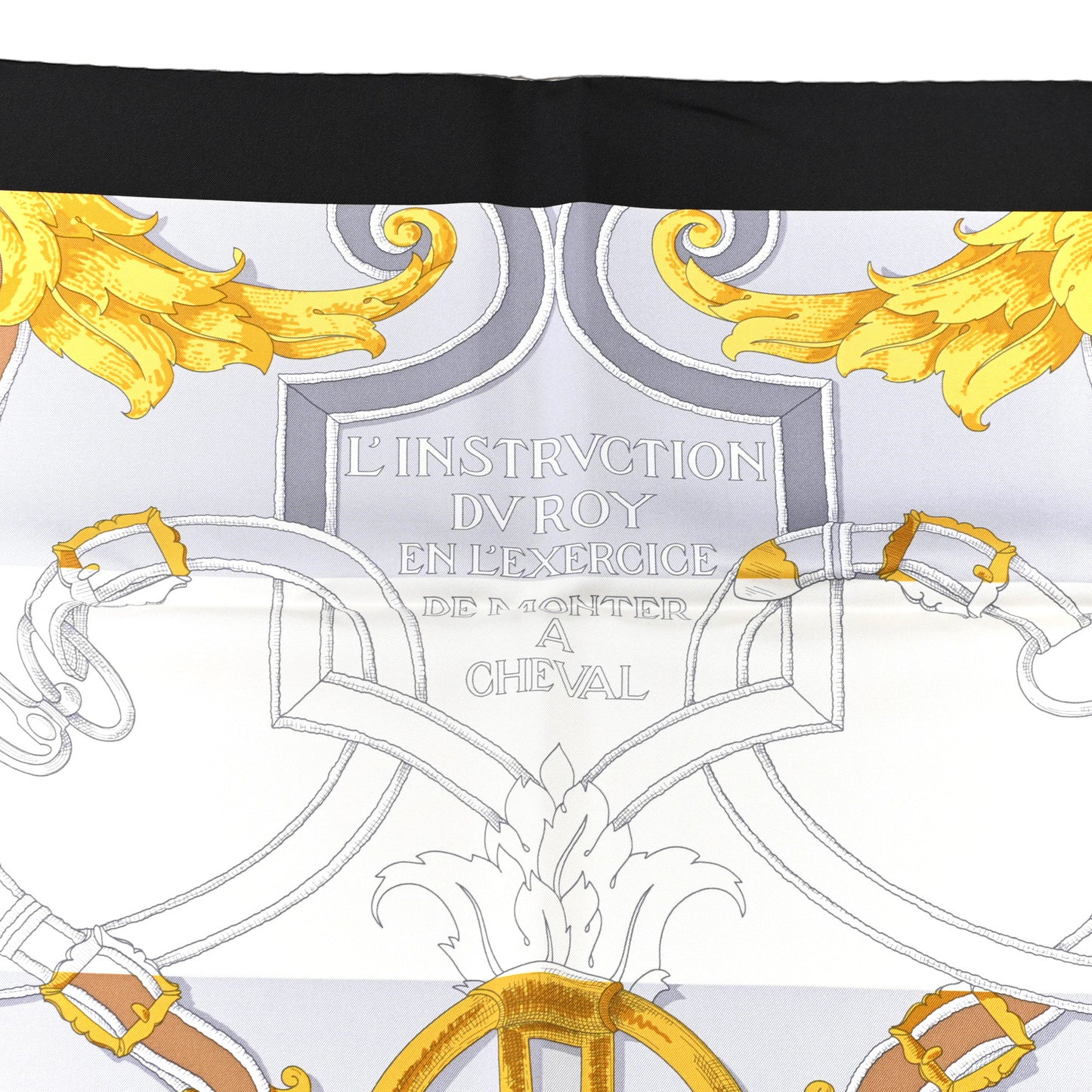 Silk L Instruction Du Roy Scarf 90 Black Gris Or