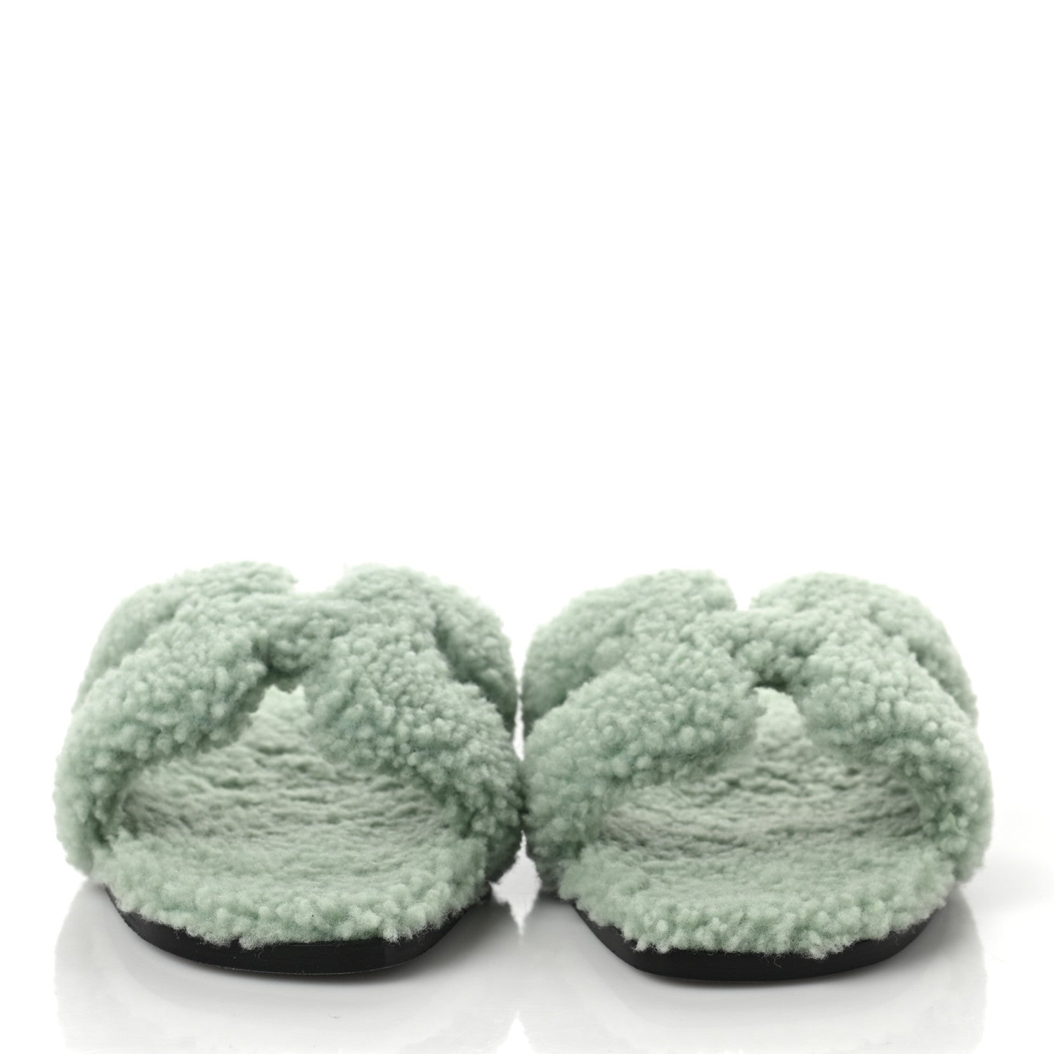 Hermes Woolskin Oran Sandals 39 Vert D’Eau 2 of 8