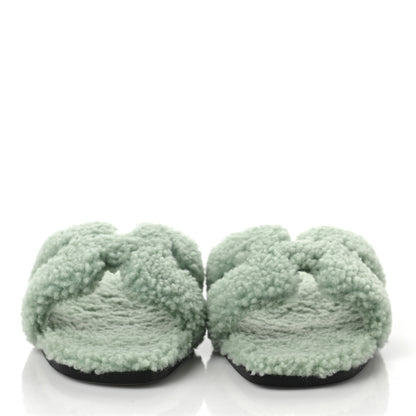 Hermes Woolskin Oran Sandals 39 Vert D’Eau 2 of 8