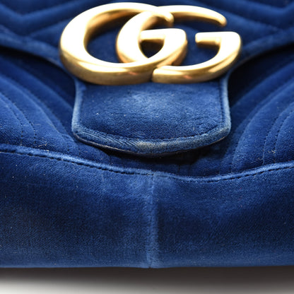 Gucci Velvet Matelasse Medium GG Marmont Shoulder Bag Cobalt Blue 21 of 23