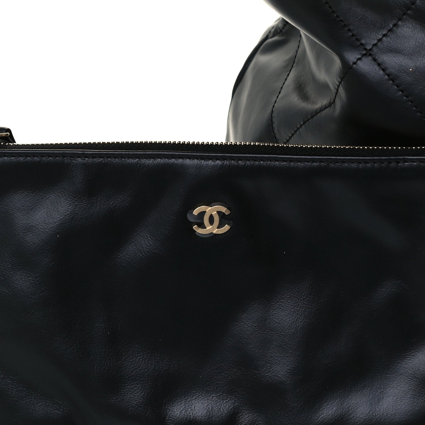Calfskin Quilted Large Chanel 22 Black
