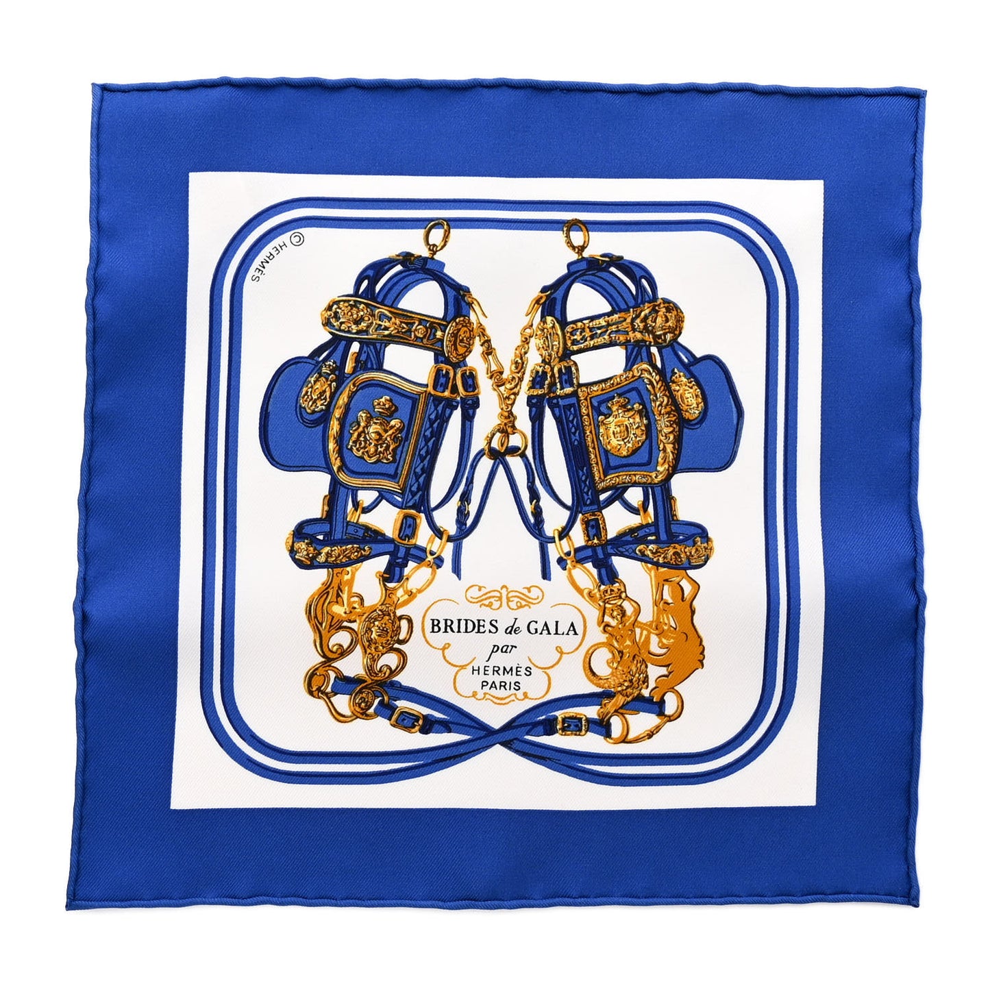 Silk Brides de Gala Nano Scarf 20 Bleu Vif White Or