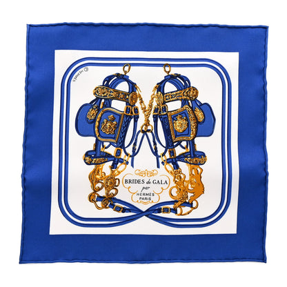 Hermes Silk Brides de Gala Nano Scarf 20 Bleu Vif White Or 1 of 4