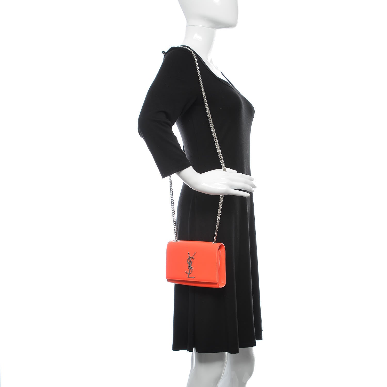 Saint Laurent Smooth Calfskin Monogram Small Kate Satchel Neon Orange 2 of 15