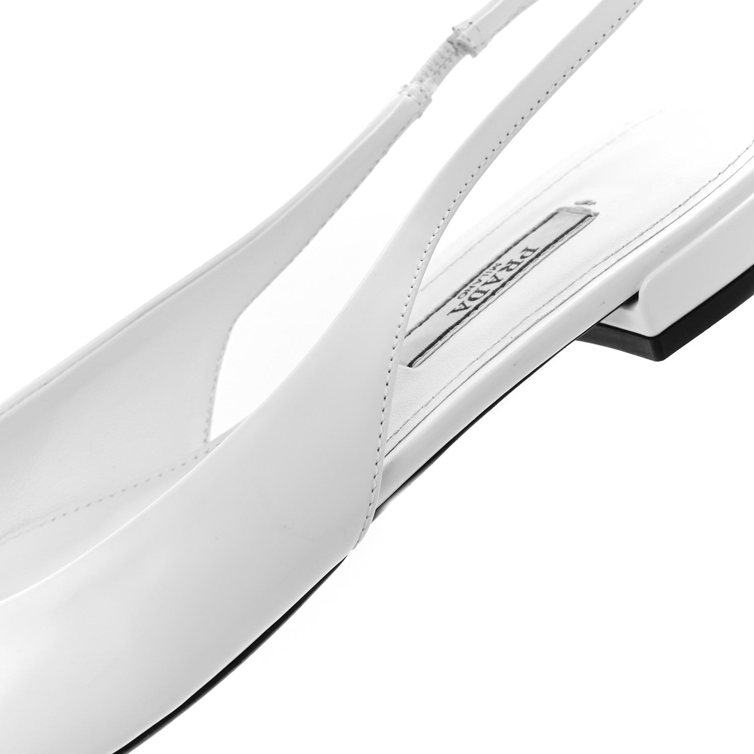 Prada Spazzolato Padded Triangle Logo Pointed Toe Slingback Flats 37.5 White 11 of 11