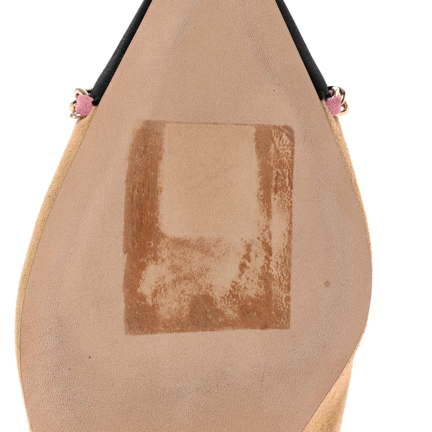 Suede Grosgrain Cap Toe CC Chain Slingback Pumps 37.5 Beige Black Pink