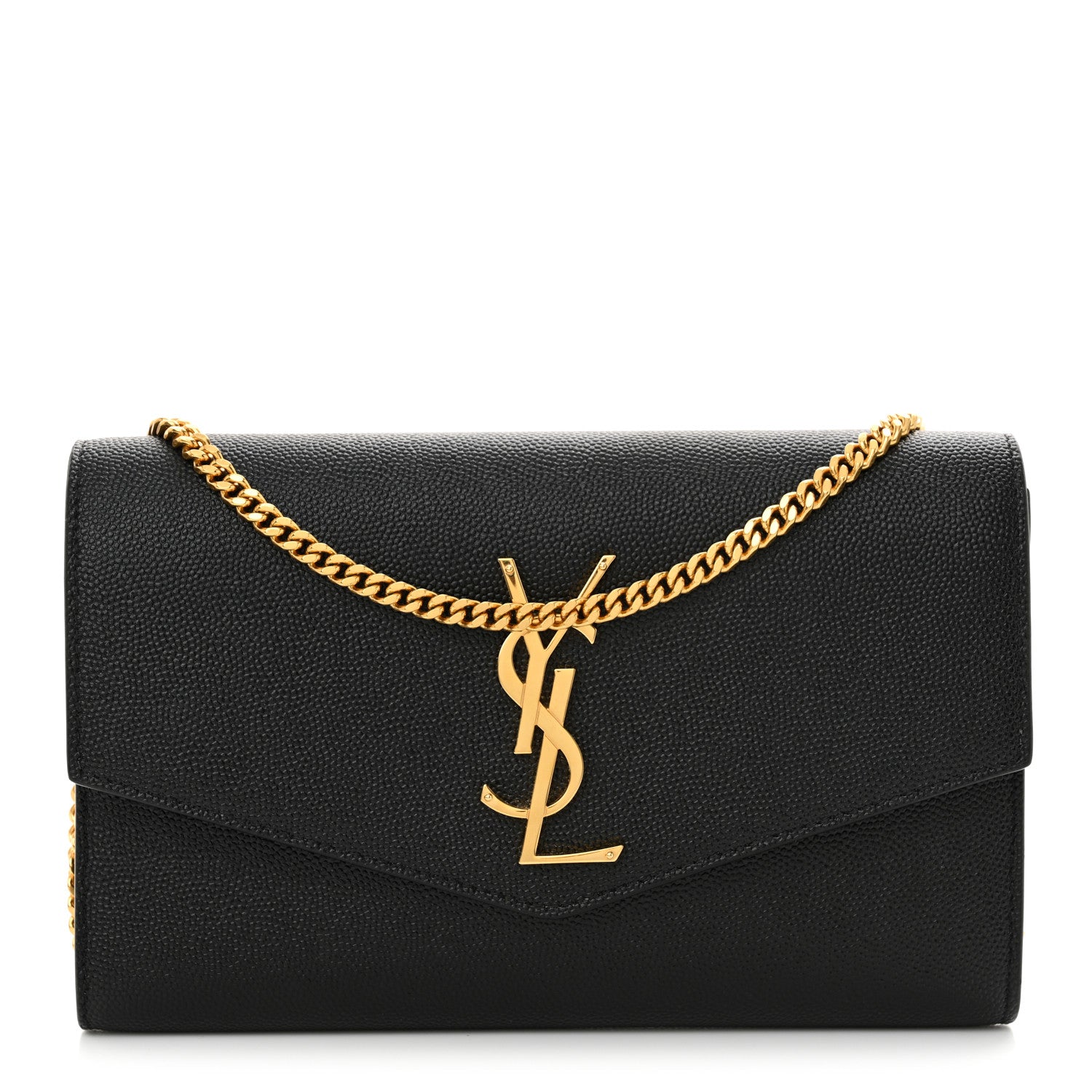 Saint Laurent Grain De Poudre Uptown Chain Wallet Black 1 of 11
