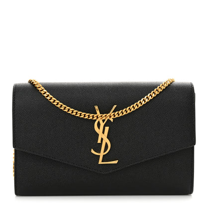 Saint Laurent Grain De Poudre Uptown Chain Wallet Black 1 of 11