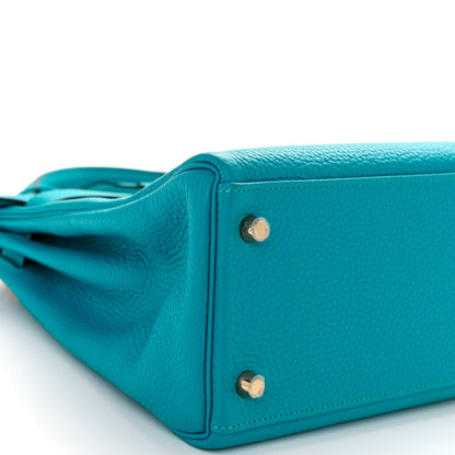 Hermes Togo Kelly Retourne 32 Turquoise 10 of 12