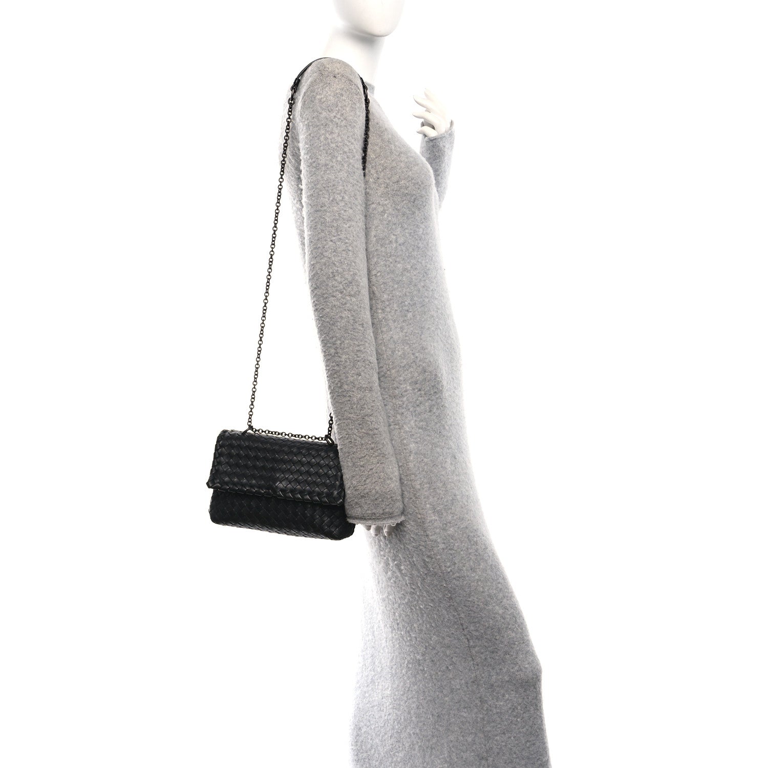 Bottega Veneta Nappa Intrecciato Baby Olimpia Shoulder Bag Black 2 of 9