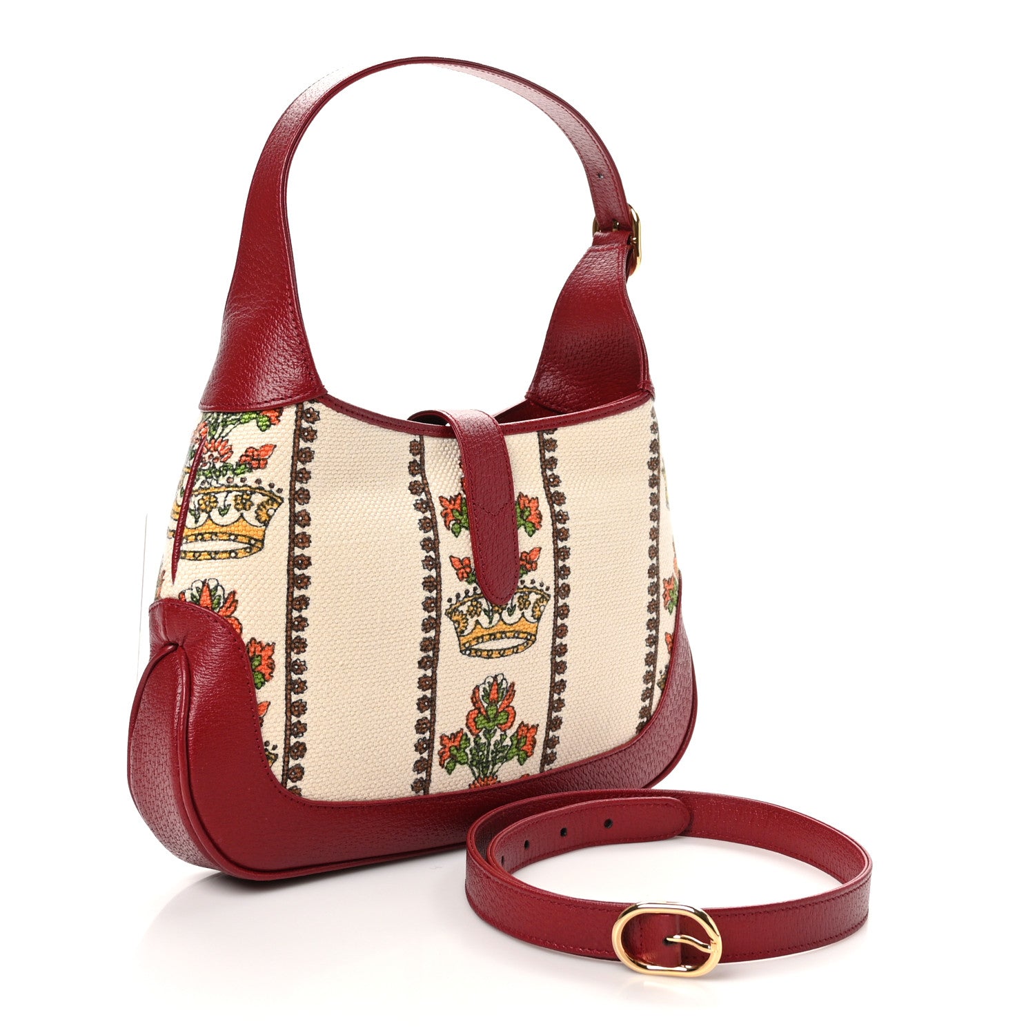 Gucci Canvas Calfskin 100 Centennial Music Small Jackie 1961 Hobo Ivory Red 3 of 9