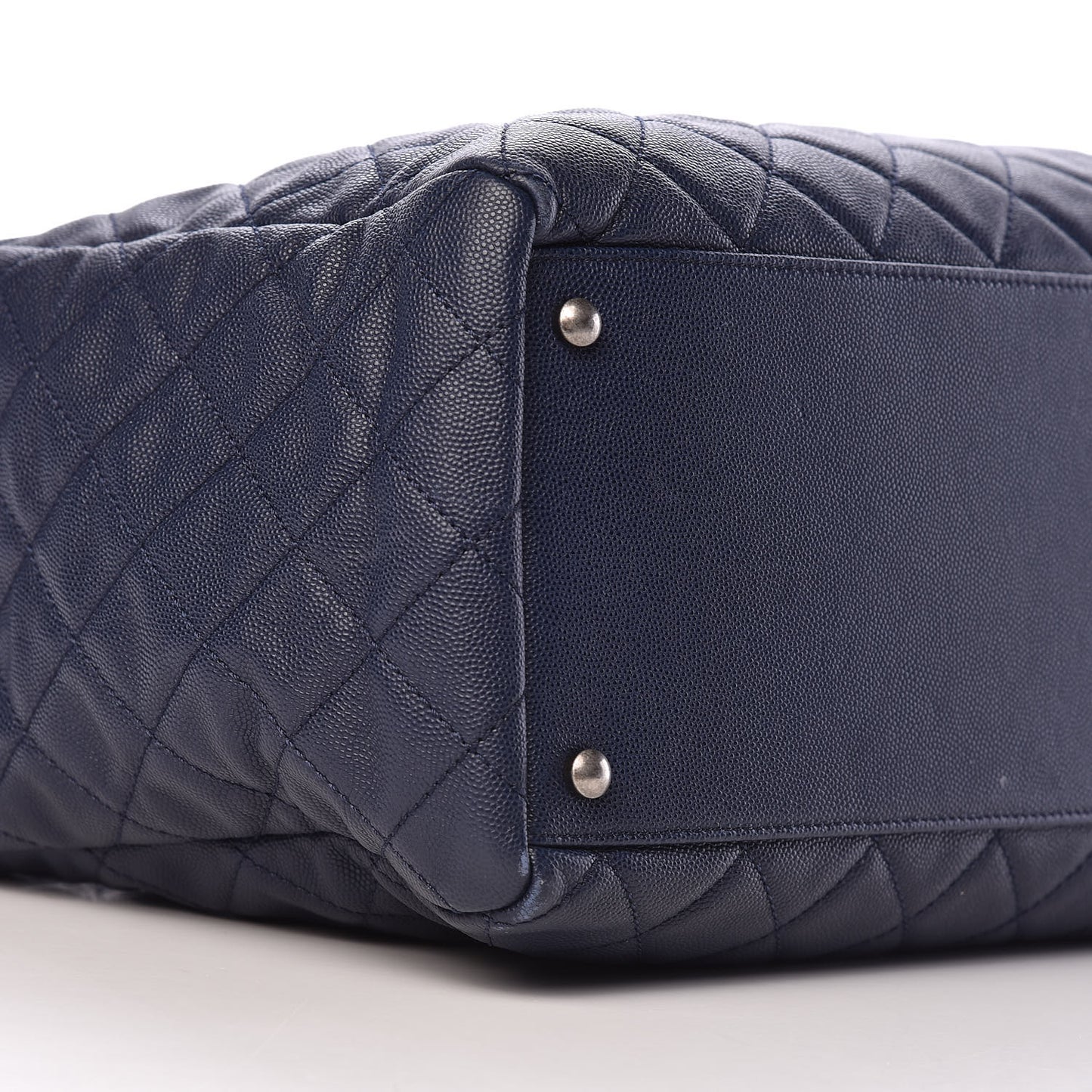 Caviar Quilted Large Coco Handle Shopping Tote Navy