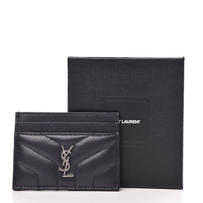 Saint Laurent Nappa Y Quilted Monogram LouLou Credit Card Case Deep Marine 8 of 8