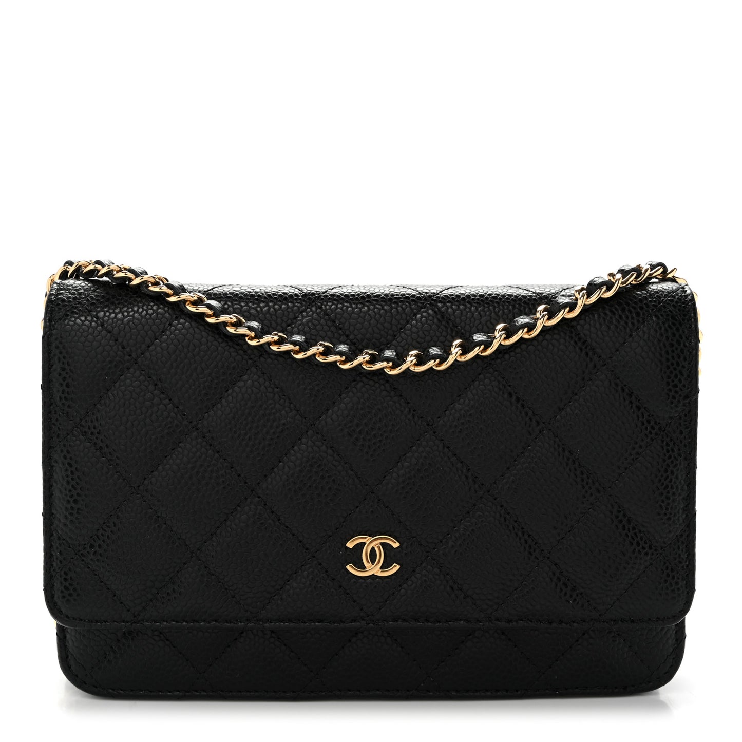Caviar Quilted Wallet on Chain WOC Black