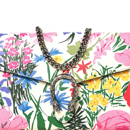Gucci X KEN SCOTT New Shangai Calfskin Jardin D'Avril Floral Print Mini Dionysus Chain Wallet Ivory Pink 3 of 10