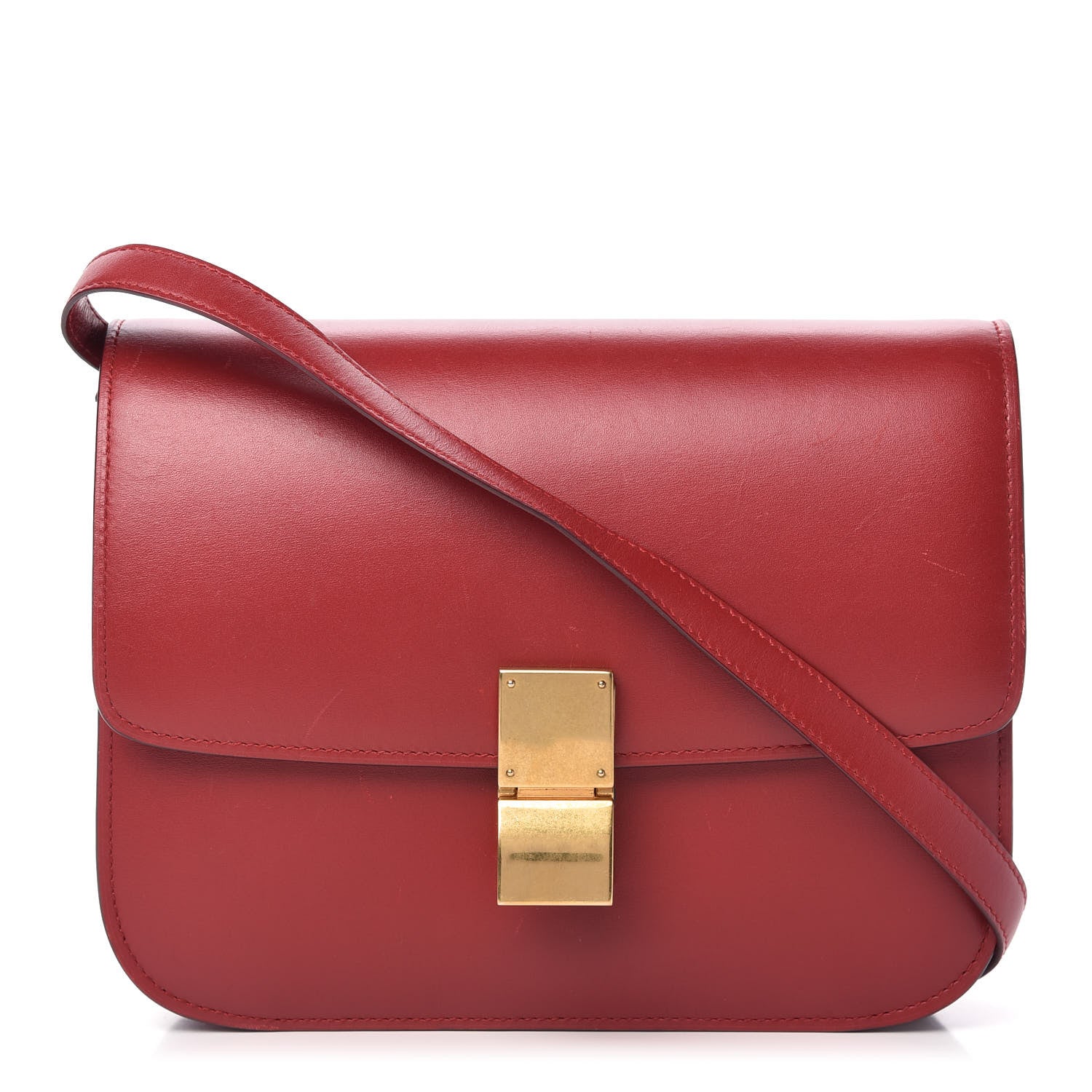 Celine Box Calfskin Medium Classic Box Flap Bag Red 1 of 13