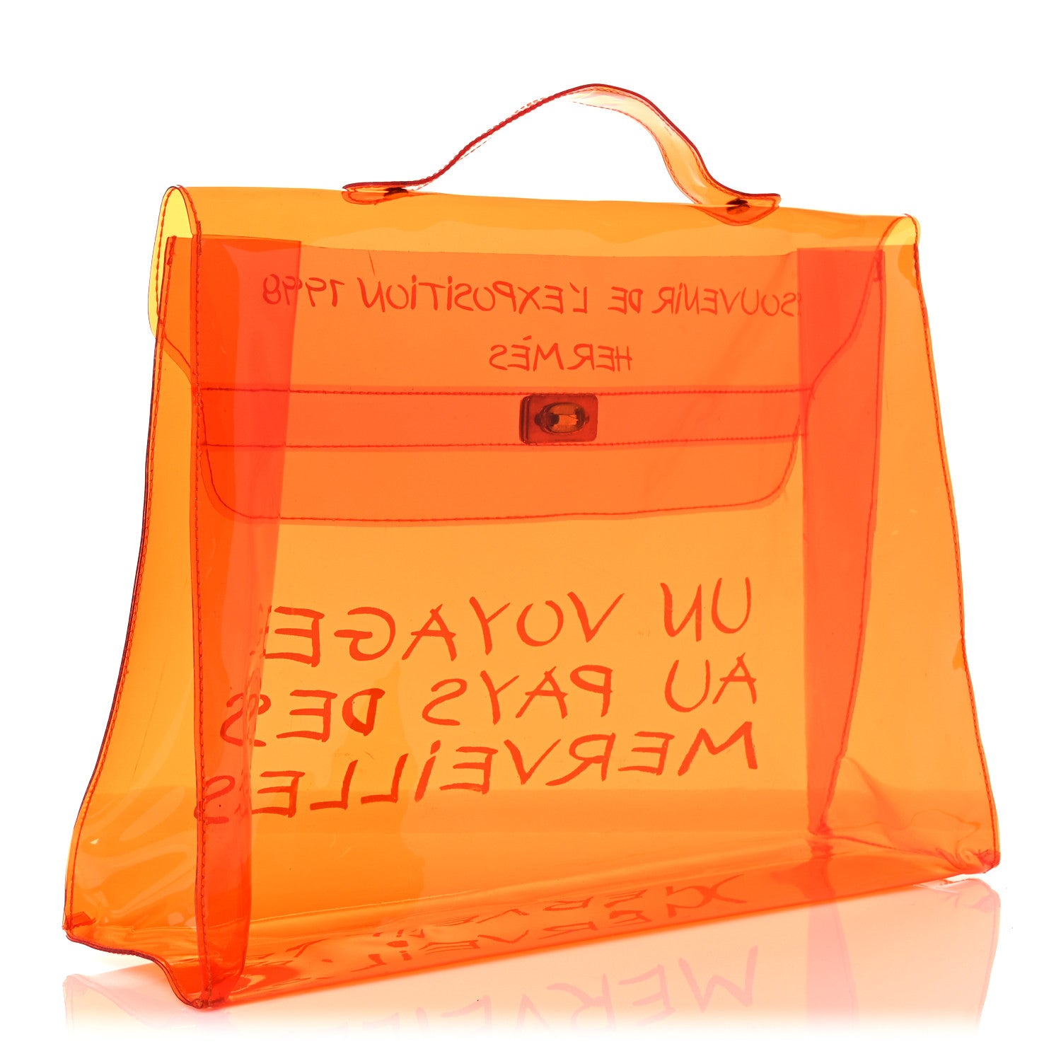 Hermes Vinyl Souvenir De L'Exposition Kelly Orange 3 of 13