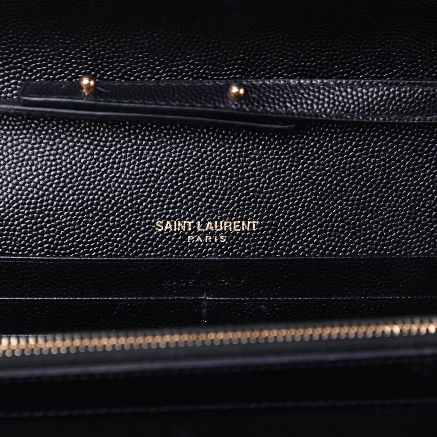 Saint Laurent Grain De Poudre Matelasse Chevron Monogram Chain Wallet Black 6 of 8