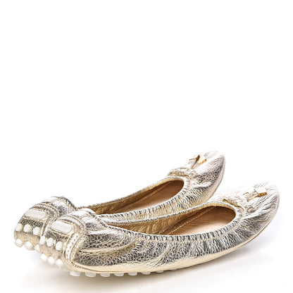 Louis Vuitton Metallic Calfskin Lemon Ballerina Flats 40 Gold 4 of 9